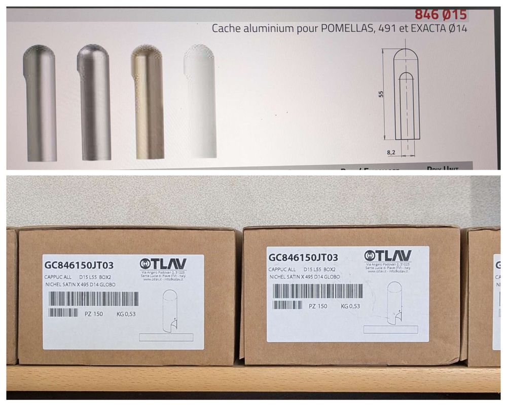 Cache pour Paumelle, Aluminium Nickelé Satiné (GC846150JT03) & Aluminium Nickelé Satiné Bleu (GC846150JA03) – Image 3